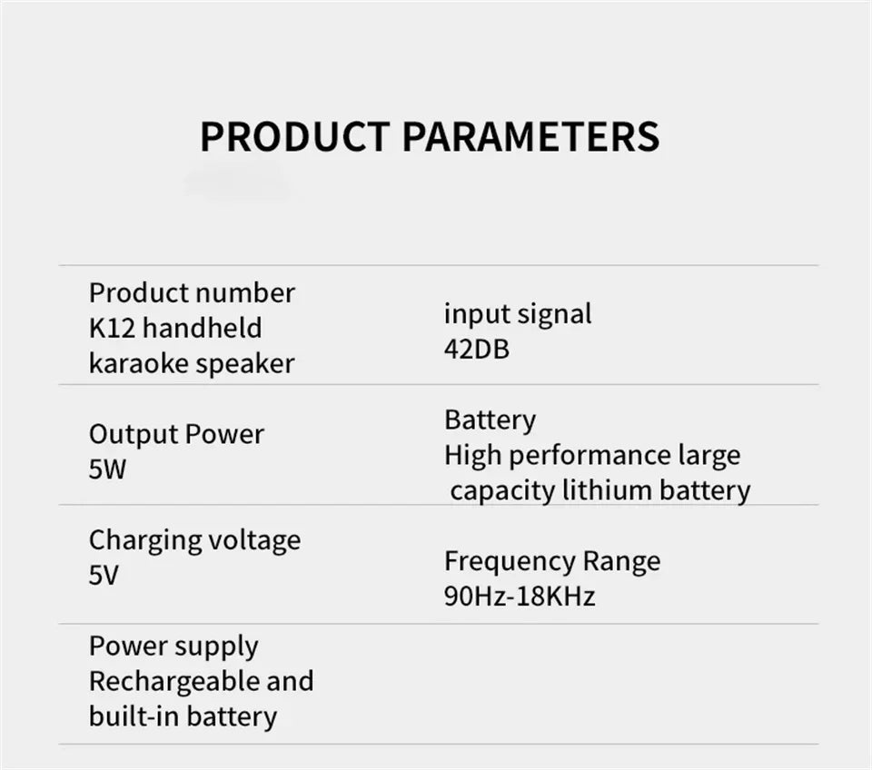 K12 Karaoke Machine - Portable Bluetooth Speaker with Mics