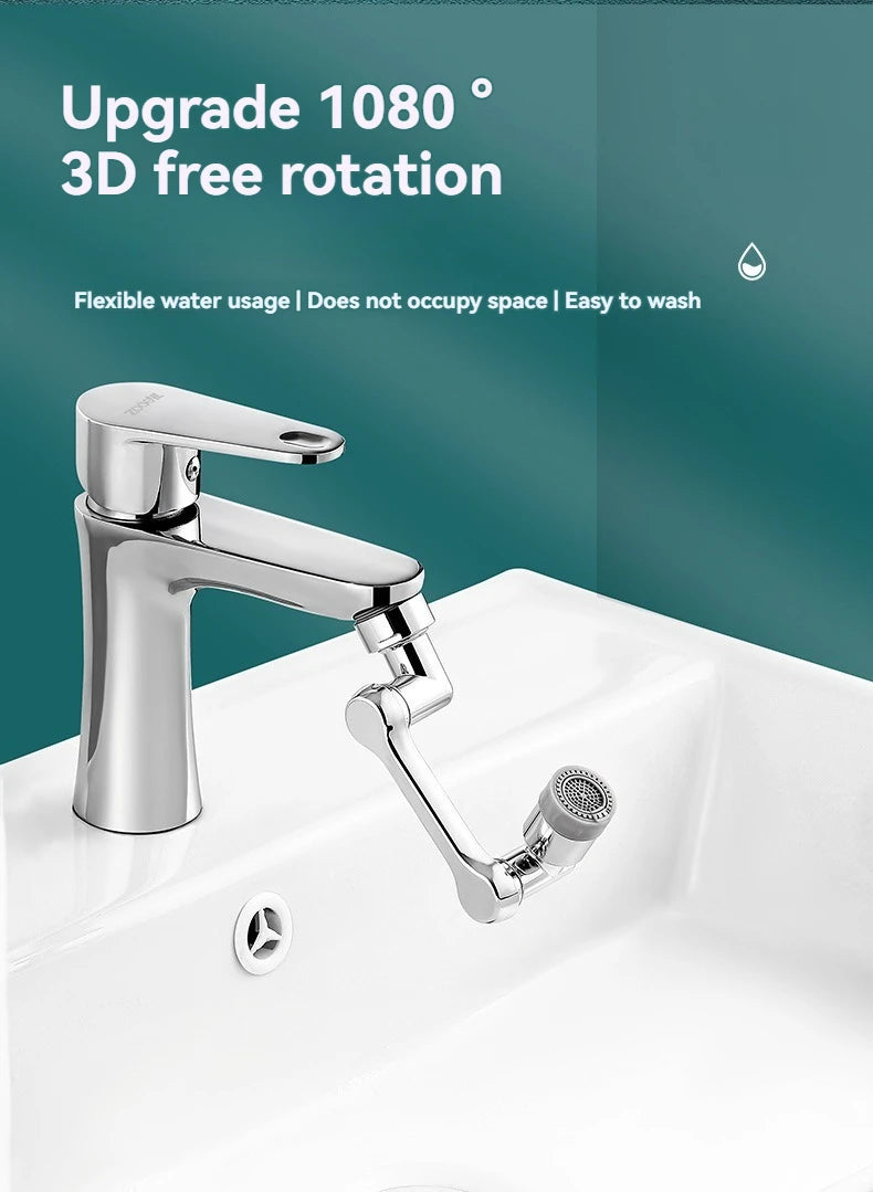 Rotating Faucet Aerator - Plastic Splash Filter with Extender for Kitchen Taps