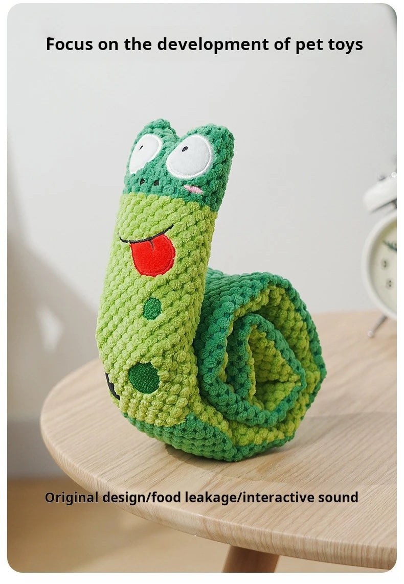 Dog Puzzle Feeder Toy - Interactive Indestructible Plush Snail with Squeak Sound