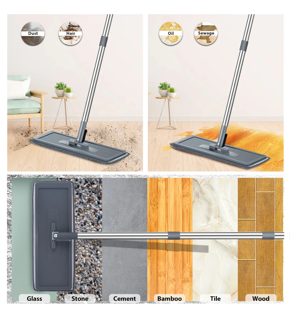 Flat Floor Mop and Bucket - Professional Cleaning System for Home Use
