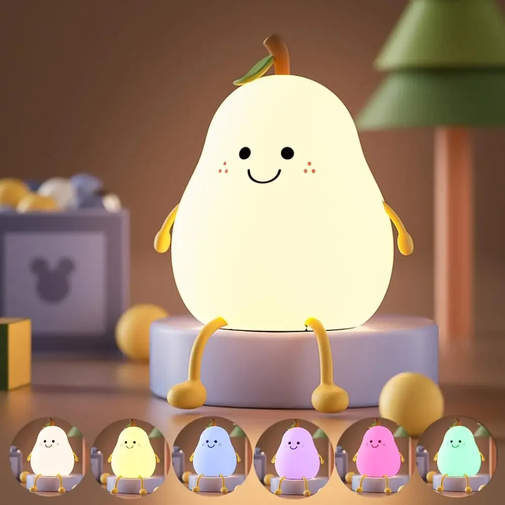 LED Pear Night Light, Dimmable Silicone Lamp