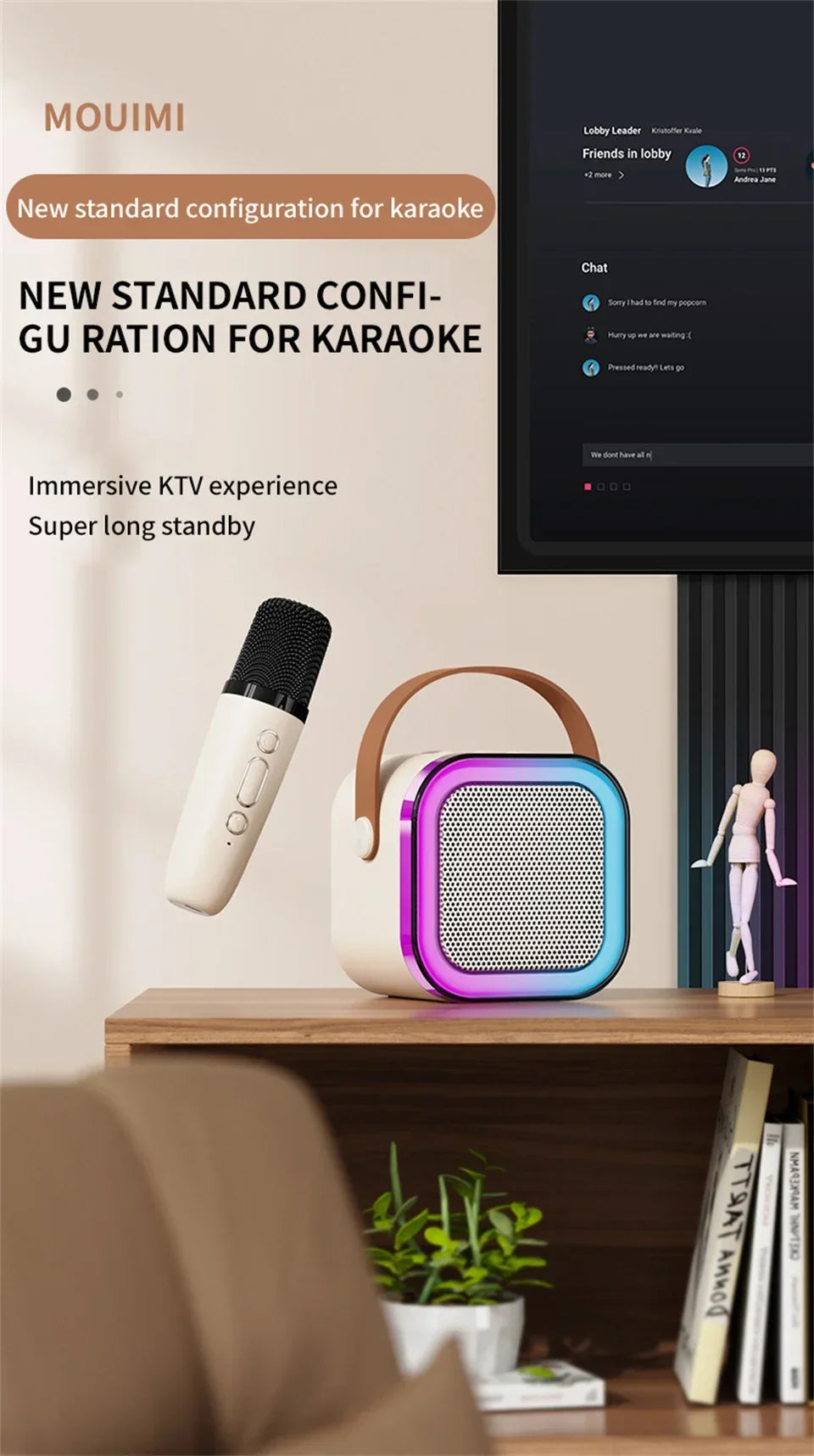 K12 Karaoke Machine - Portable Bluetooth Speaker with Mics