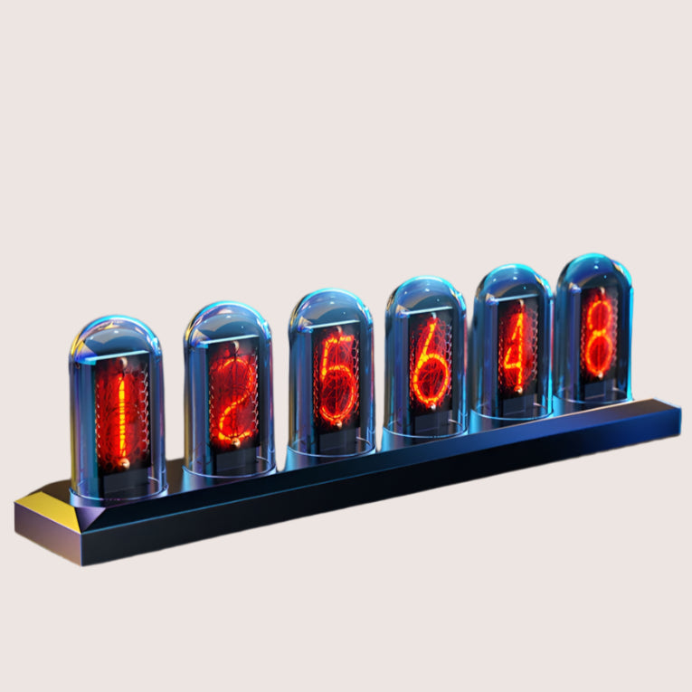 LED Nixie Tube Clock -Analog Digital Night Light for Desk & Gaming