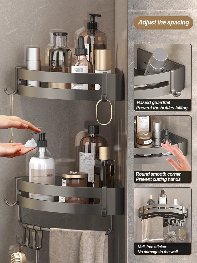 Bathroom Corner Shower Shelves - Adhesive Storage Organizer