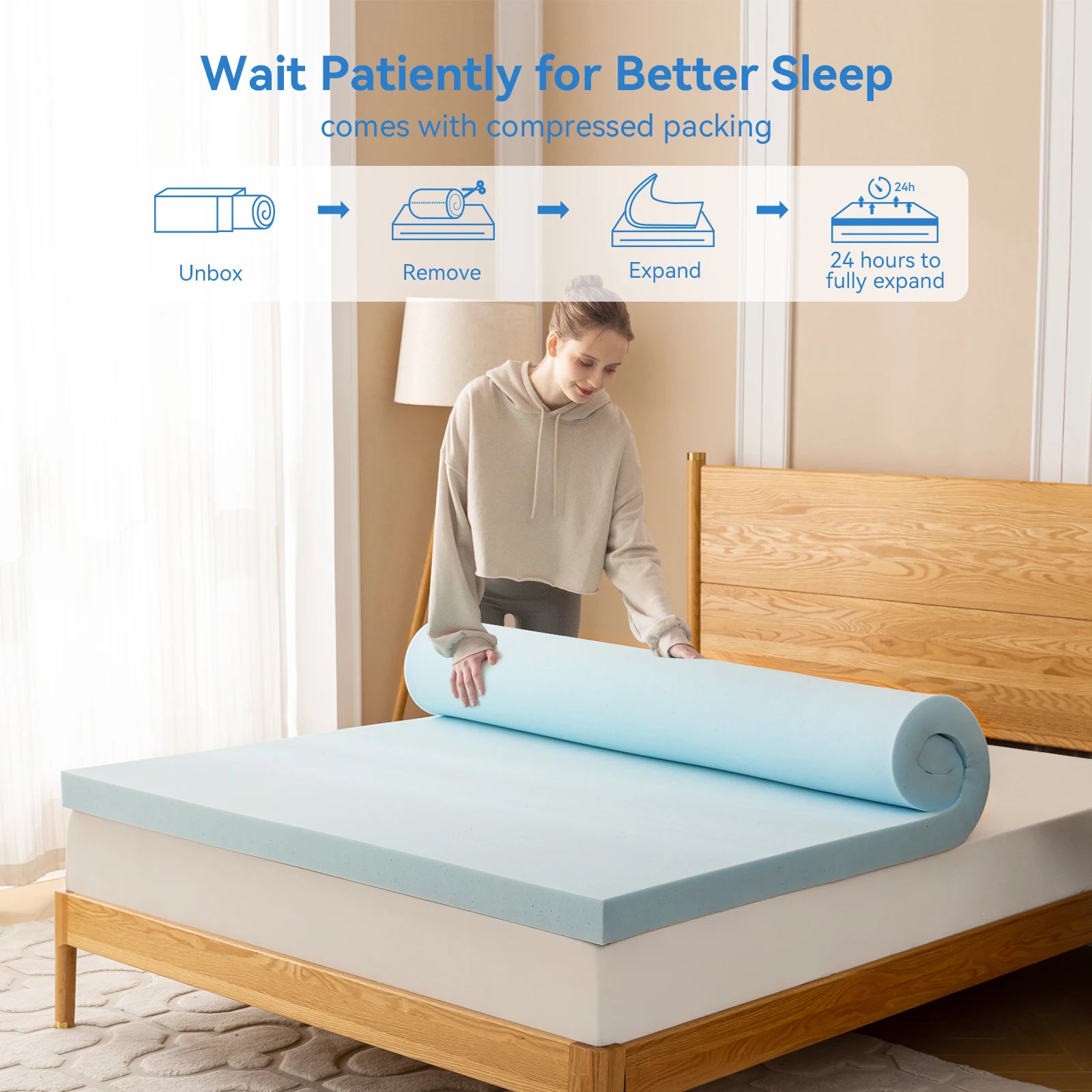 1Pc Cooling Gel Mattress Topper - Memory Foam Pad for Bedroom Comfort