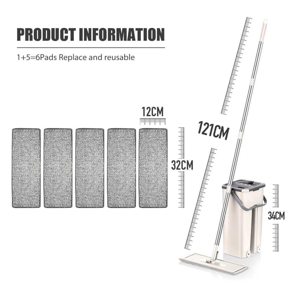 Flat Floor Mop and Bucket - Professional Cleaning System for Home Use