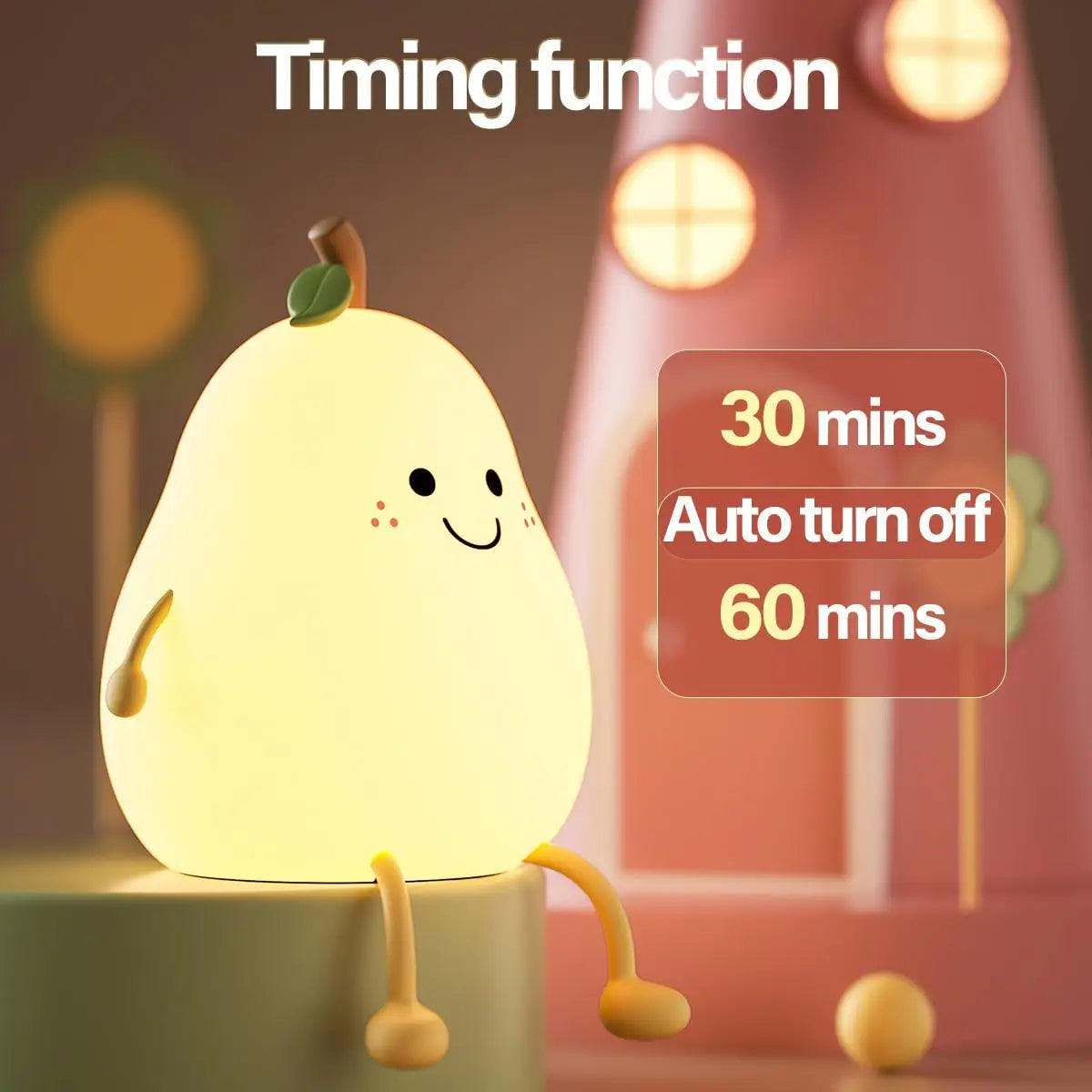 LED Pear Night Light, Dimmable Silicone Lamp