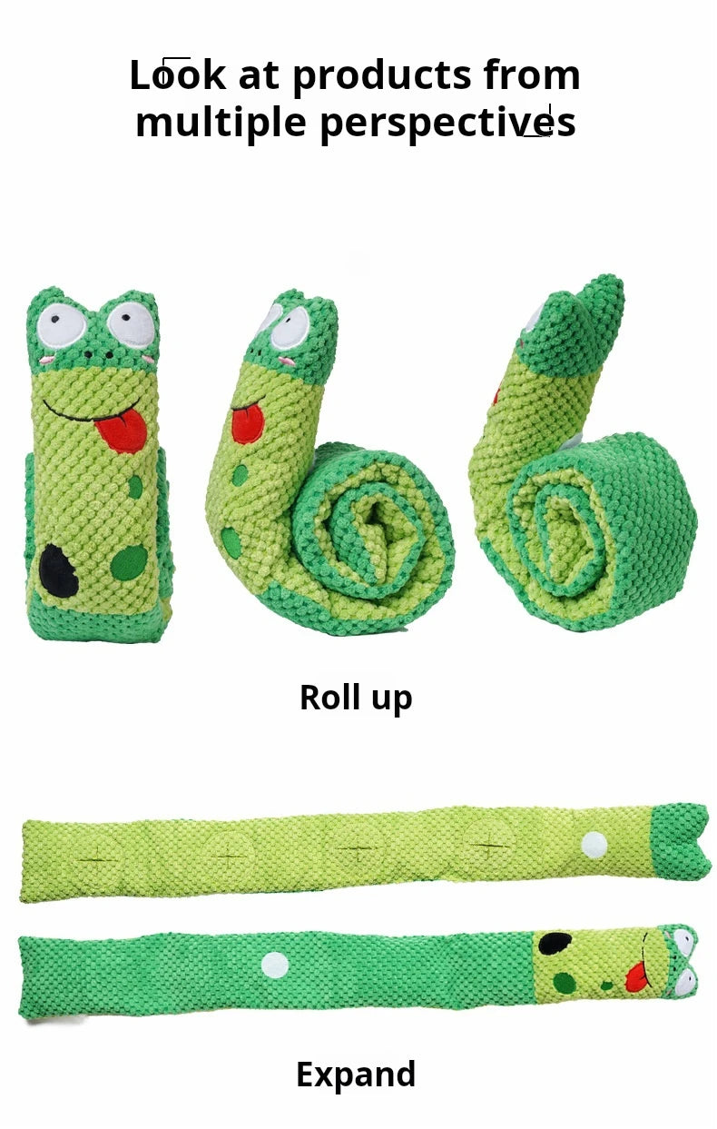 Dog Puzzle Feeder Toy - Interactive Indestructible Plush Snail with Squeak Sound