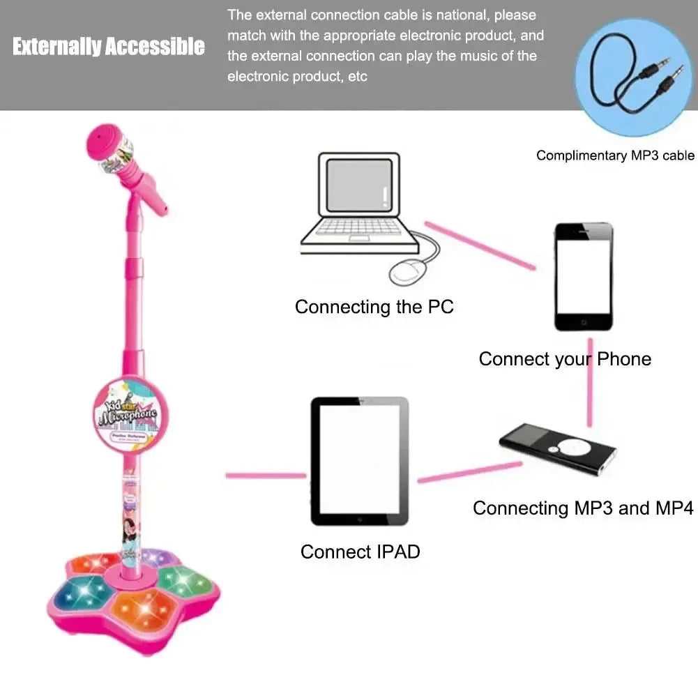 Kids Microphone with Stand - Karaoke Toy for Boys & Girls
