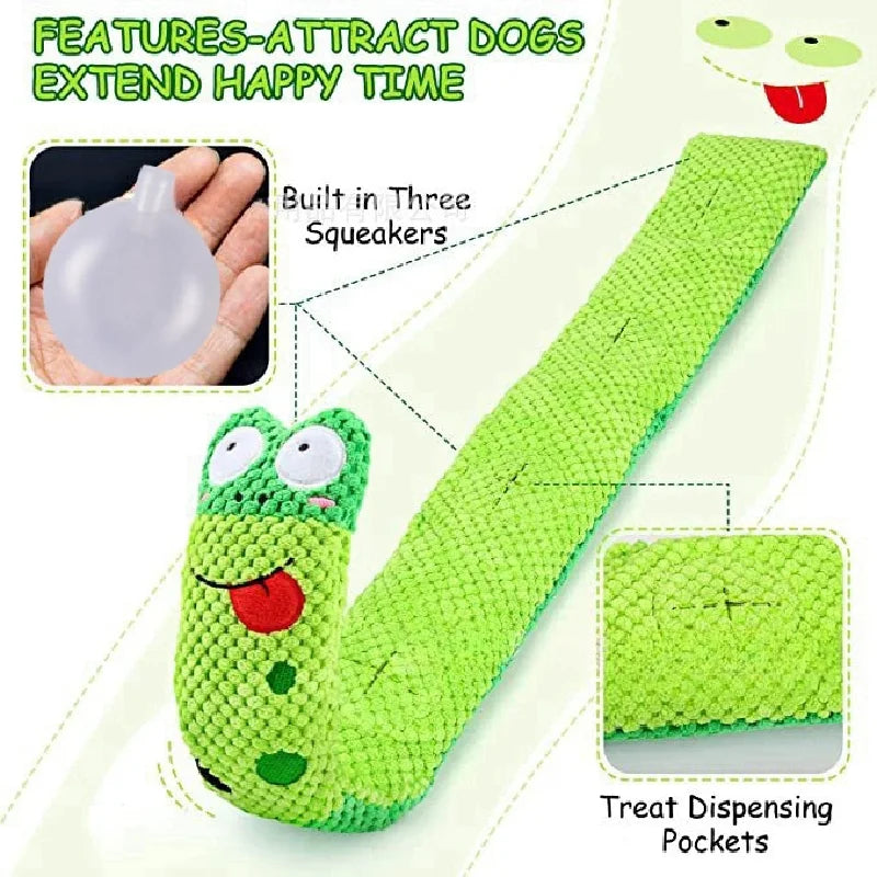 Dog Puzzle Feeder Toy - Interactive Indestructible Plush Snail with Squeak Sound