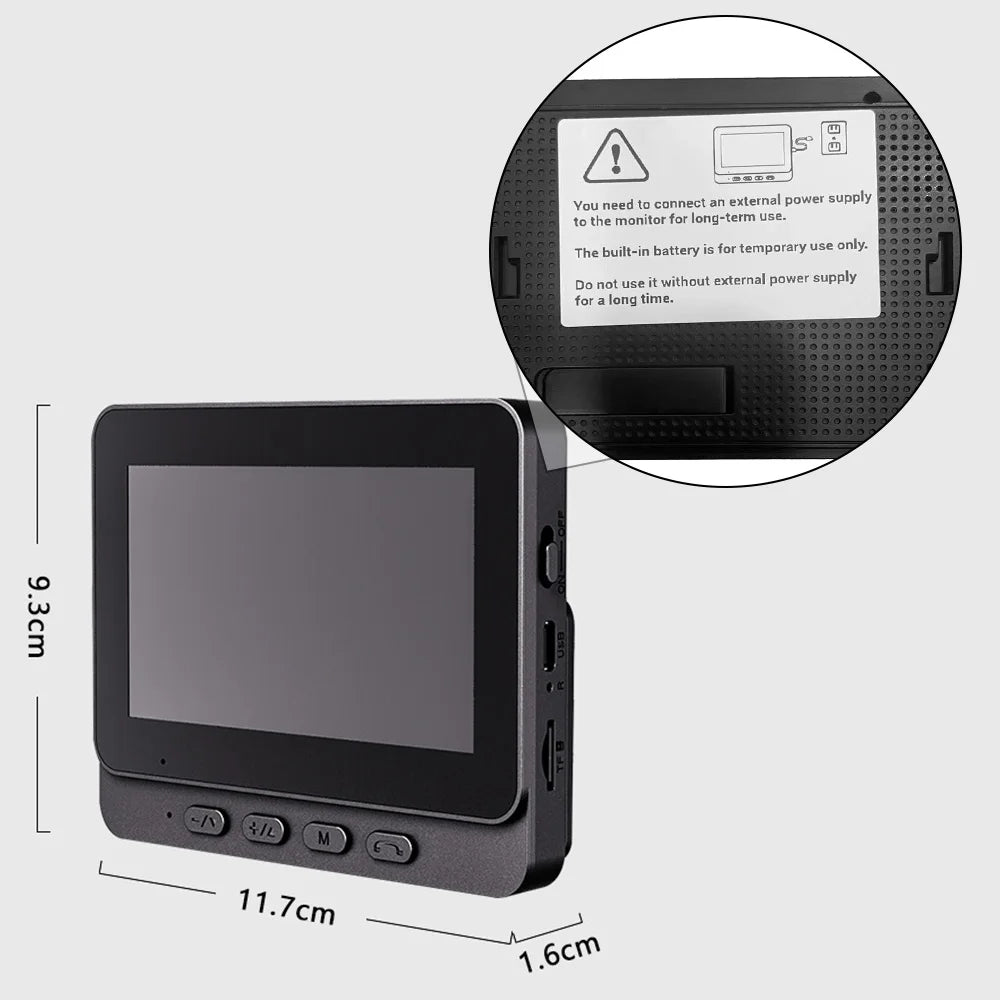 4.3" IPS Screen Wireless Video Doorbell with Two-Way Intercom