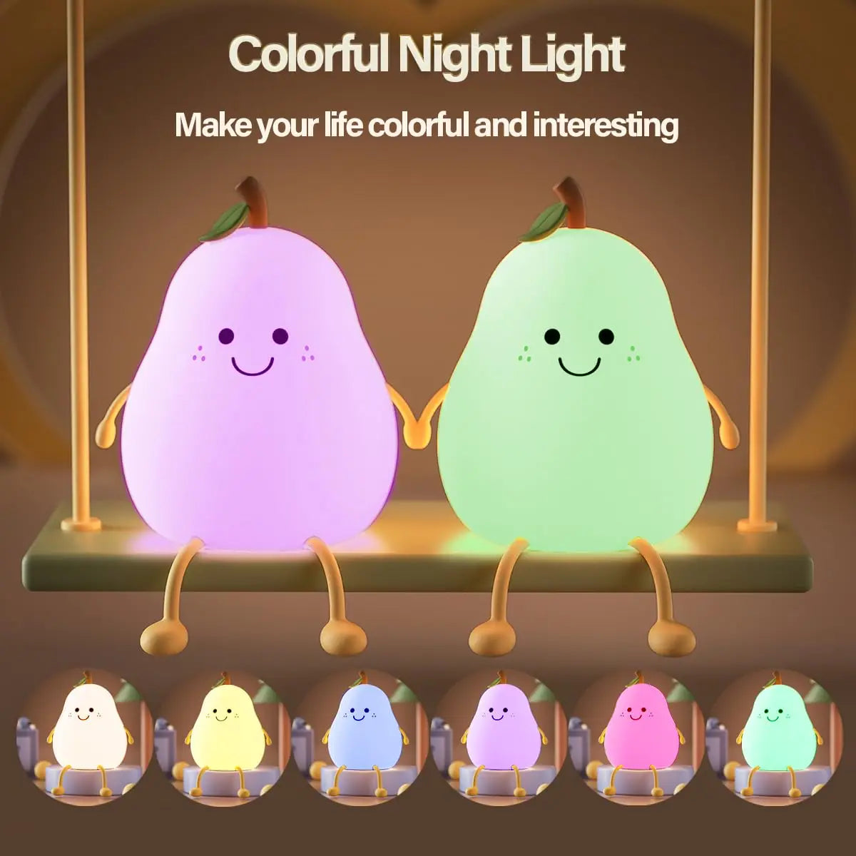 LED Pear Night Light, Dimmable Silicone Lamp