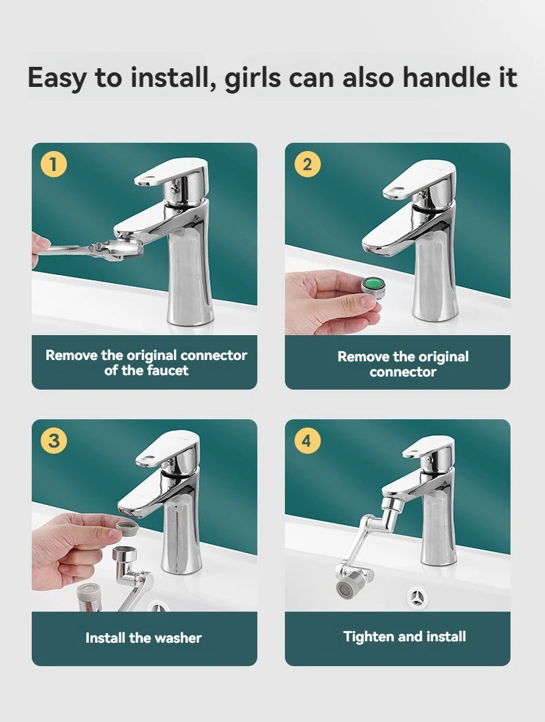 Rotating Faucet Aerator - Plastic Splash Filter with Extender for Kitchen Taps