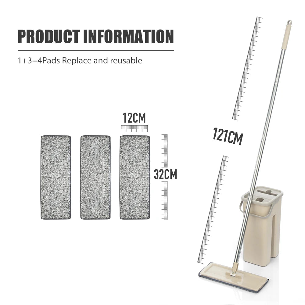 Flat Floor Mop and Bucket - Professional Cleaning System for Home Use