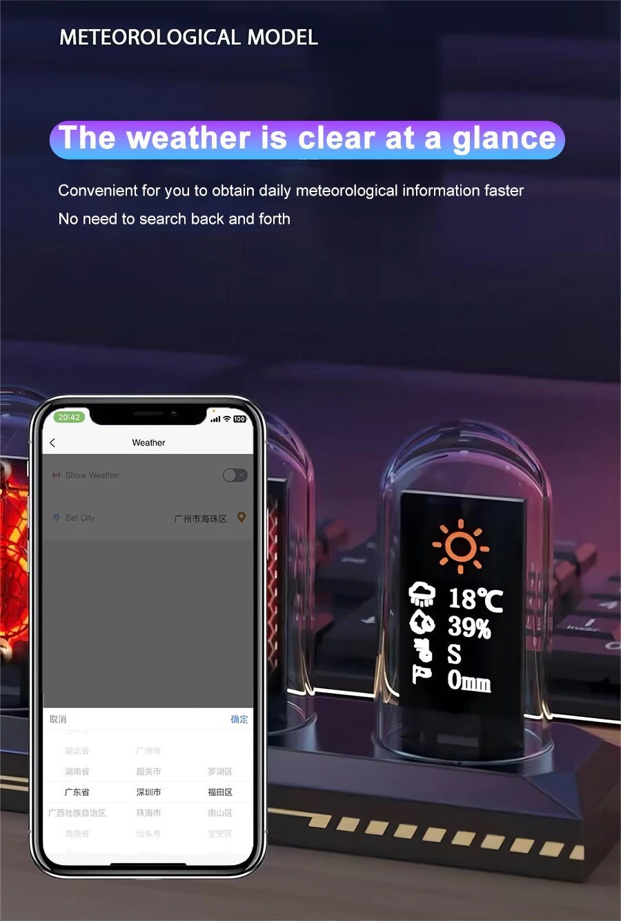 LED Nixie Tube Clock -Analog Digital Night Light for Desk & Gaming