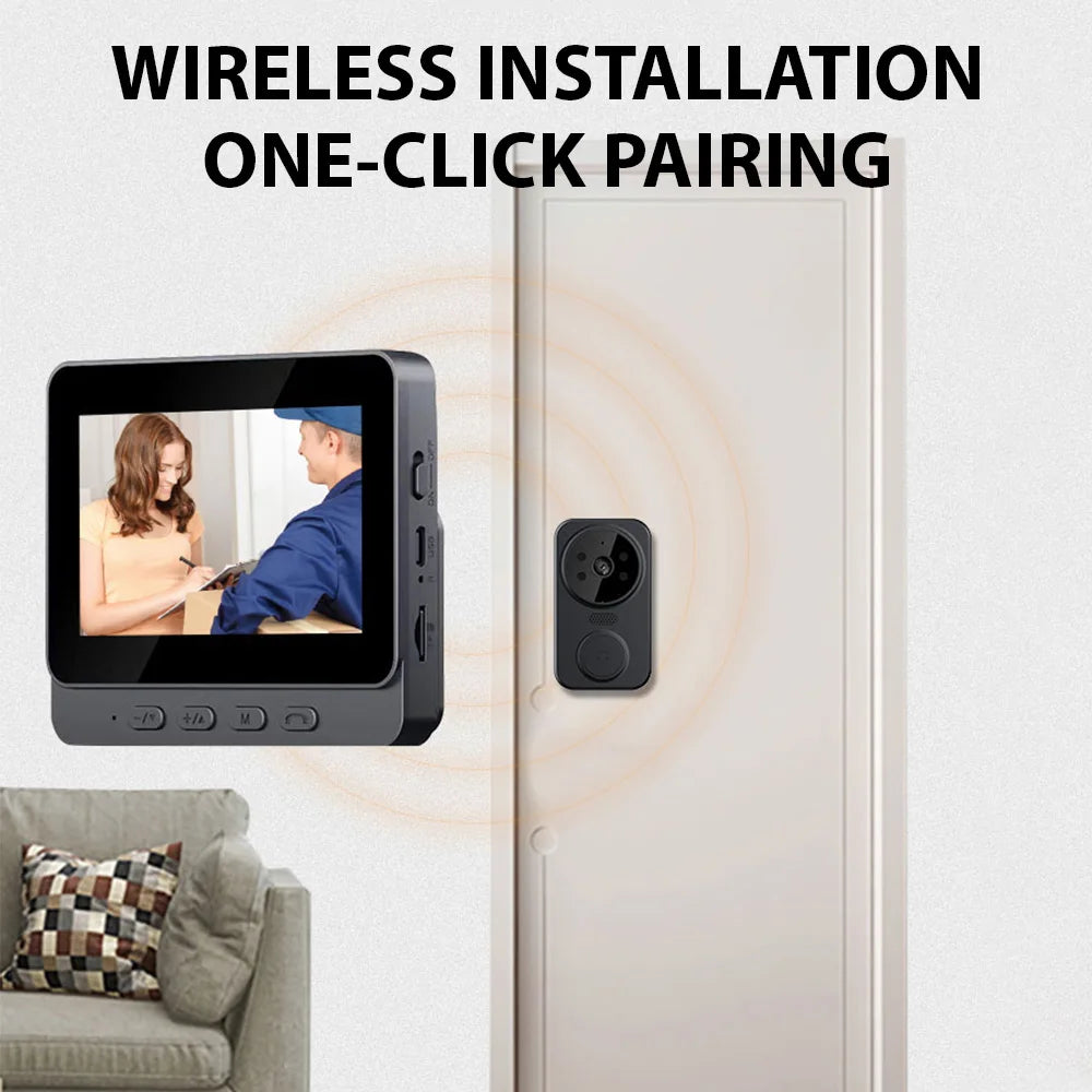 4.3" IPS Screen Wireless Video Doorbell with Two-Way Intercom