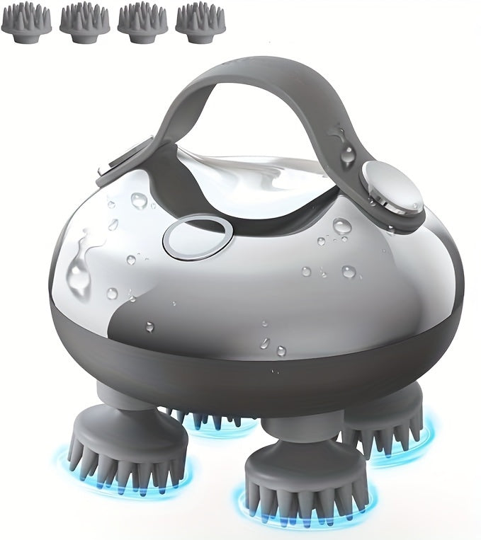 Rechargeable Electric Scalp Massager - Handheld with 8 Detachable Claws