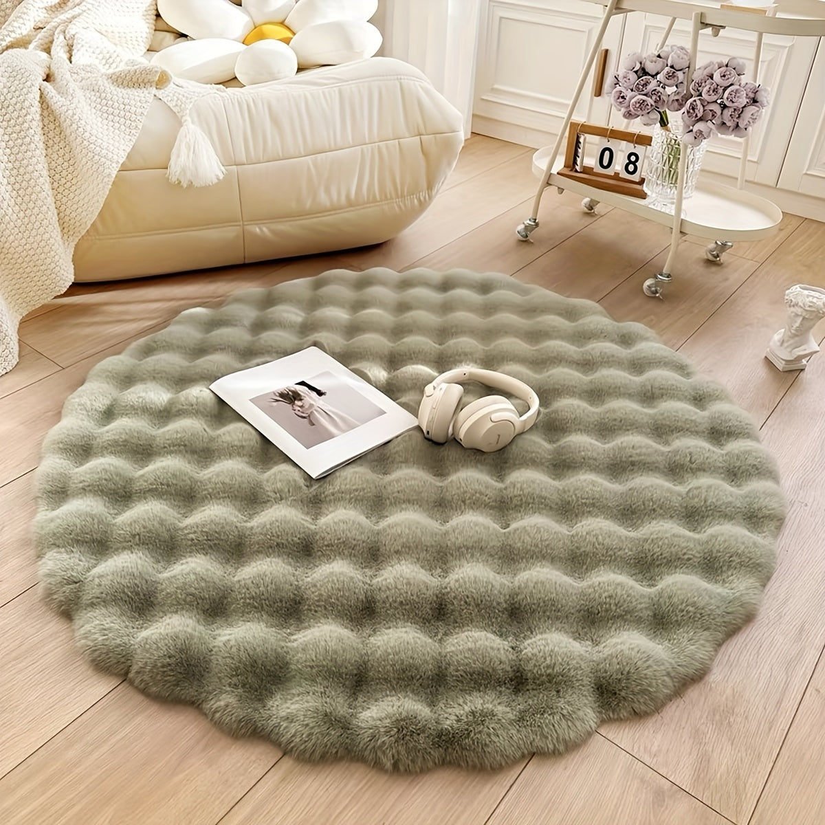 Bubble Fleece Fabric Rug - Warm, Plush & Easy-to-Clean for Home Decor