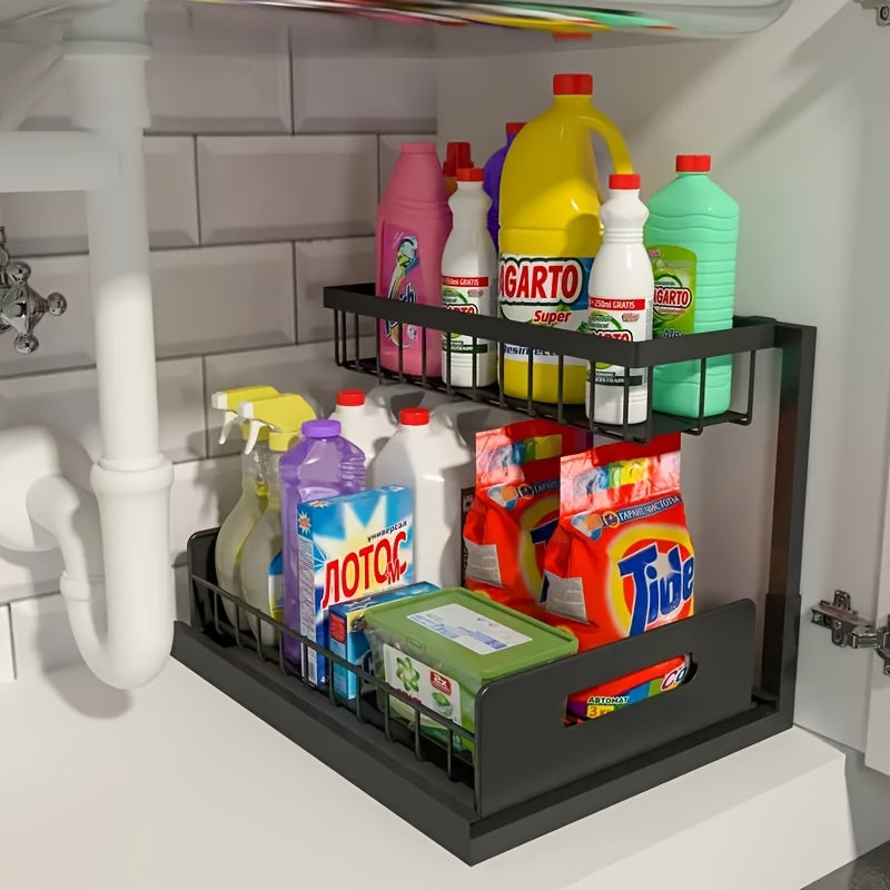 2-Tier Under Sink Organizer – Pull-Out Storage Shelf