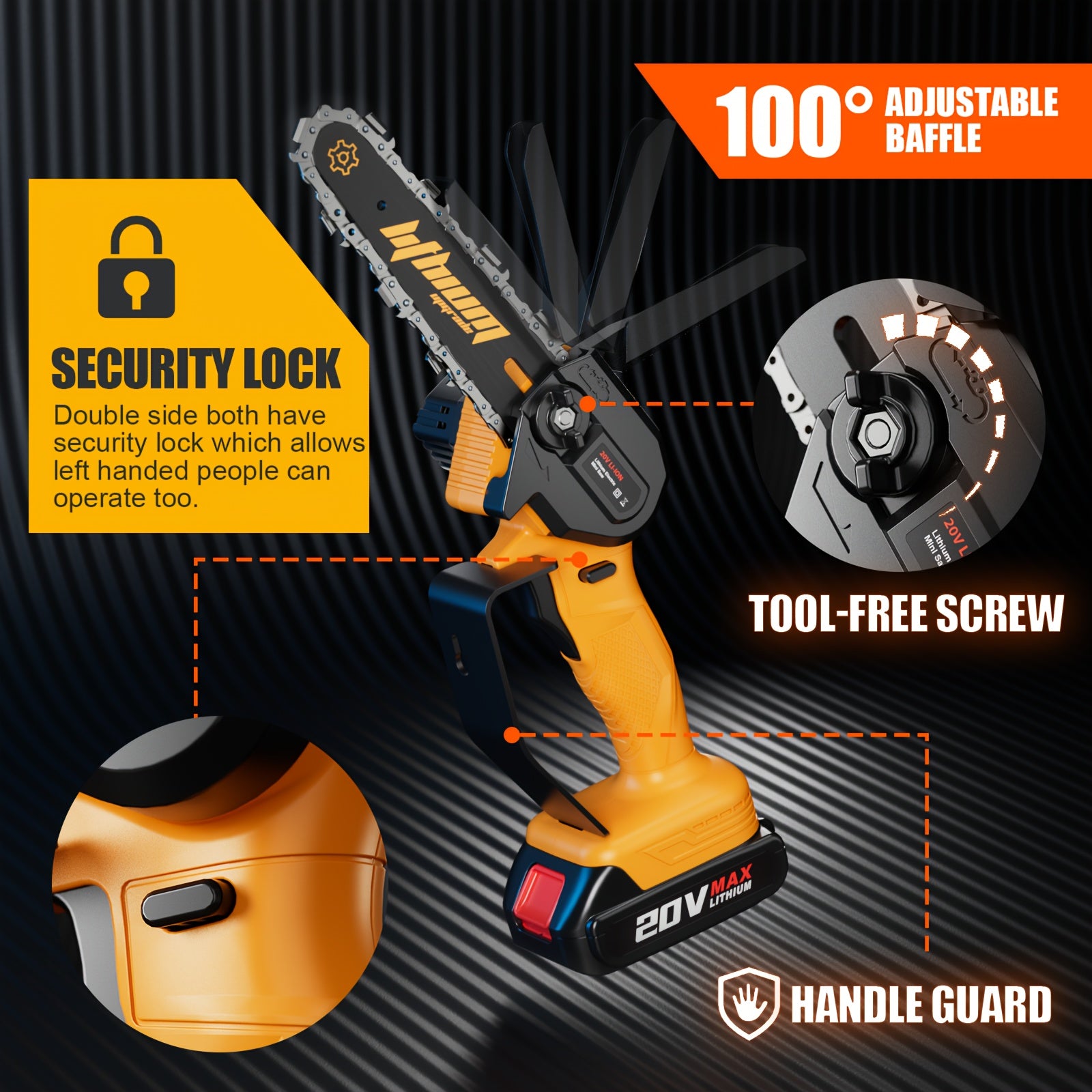 Compact Cordless Chainsaw - Rechargeable Handheld Pruning Tool with Dual Batteries