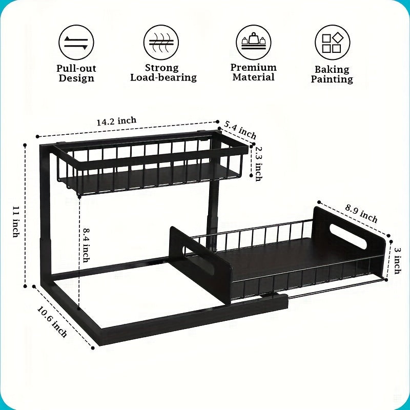 2-Tier Under Sink Organizer – Pull-Out Storage Shelf