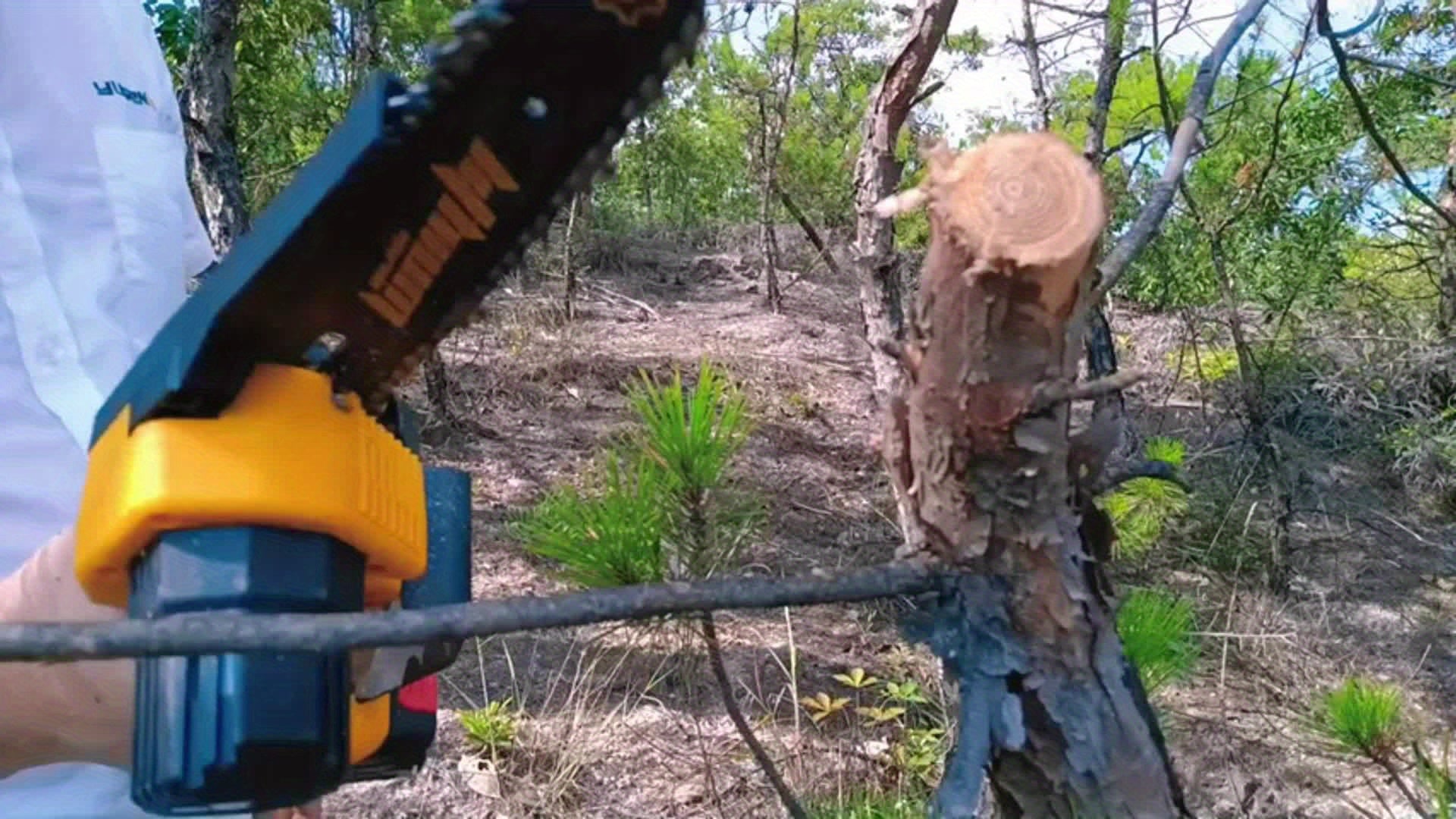 Compact Cordless Chainsaw - Rechargeable Handheld Pruning Tool with Dual Batteries