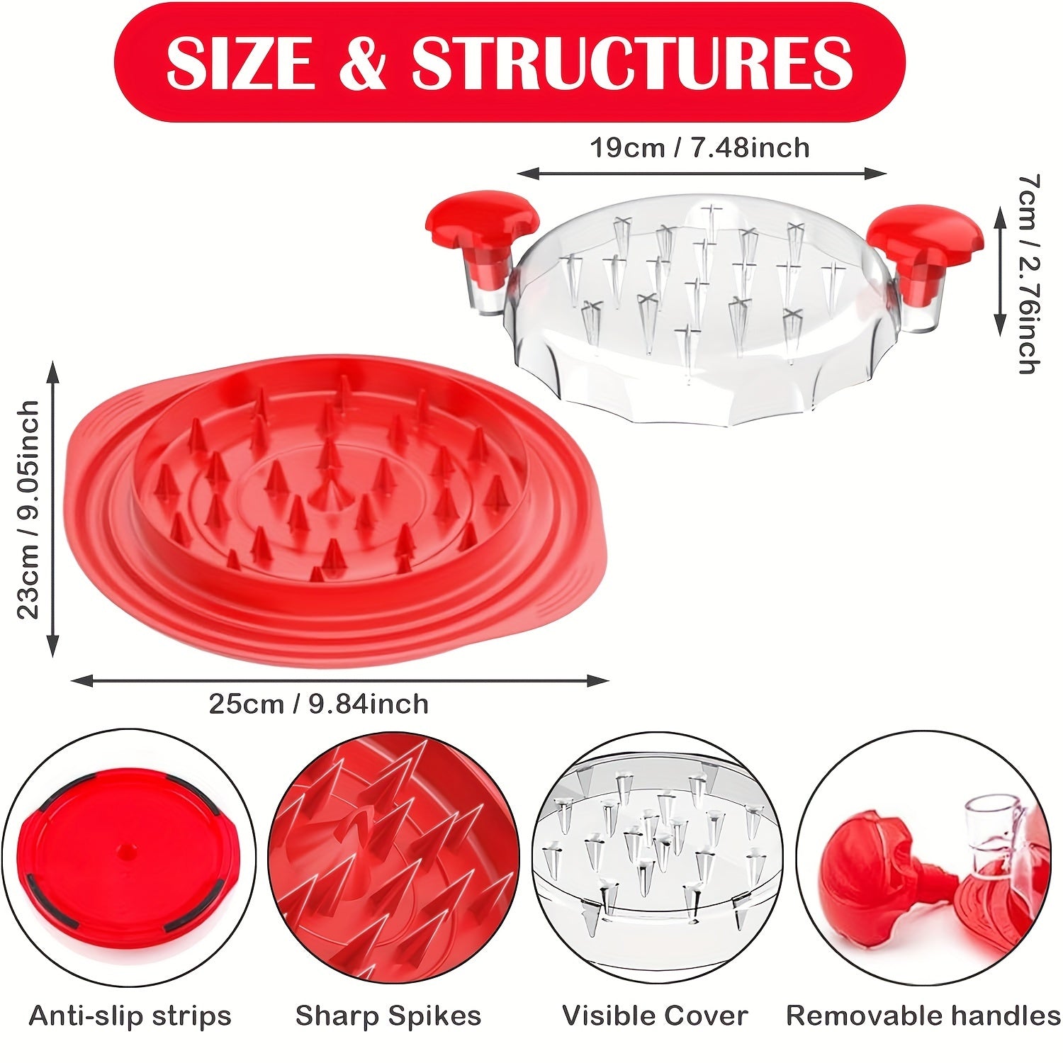 Meat Shredder with Transparent Lid - Chicken & Beef Shredder Tool with Cleaning Brush