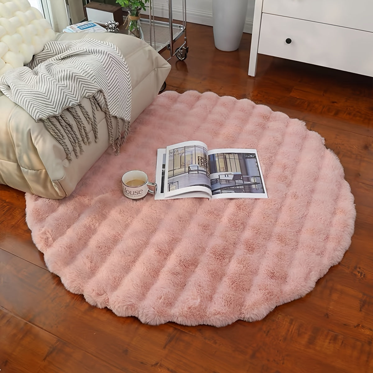 Bubble Fleece Fabric Rug - Warm, Plush & Easy-to-Clean for Home Decor