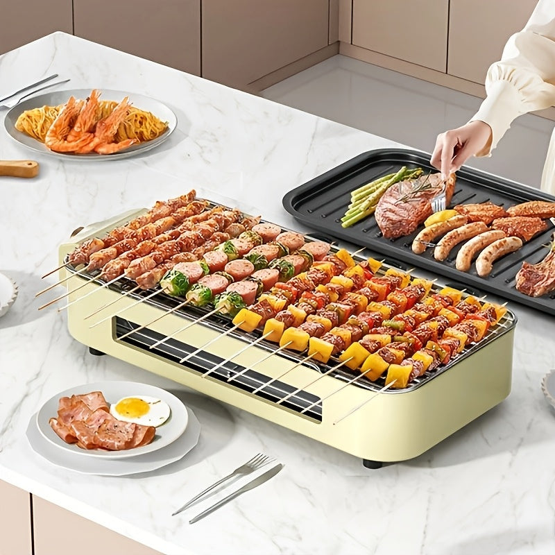 Electric Grill with 3 Pots - Non-Stick BBQ Mesh Surface