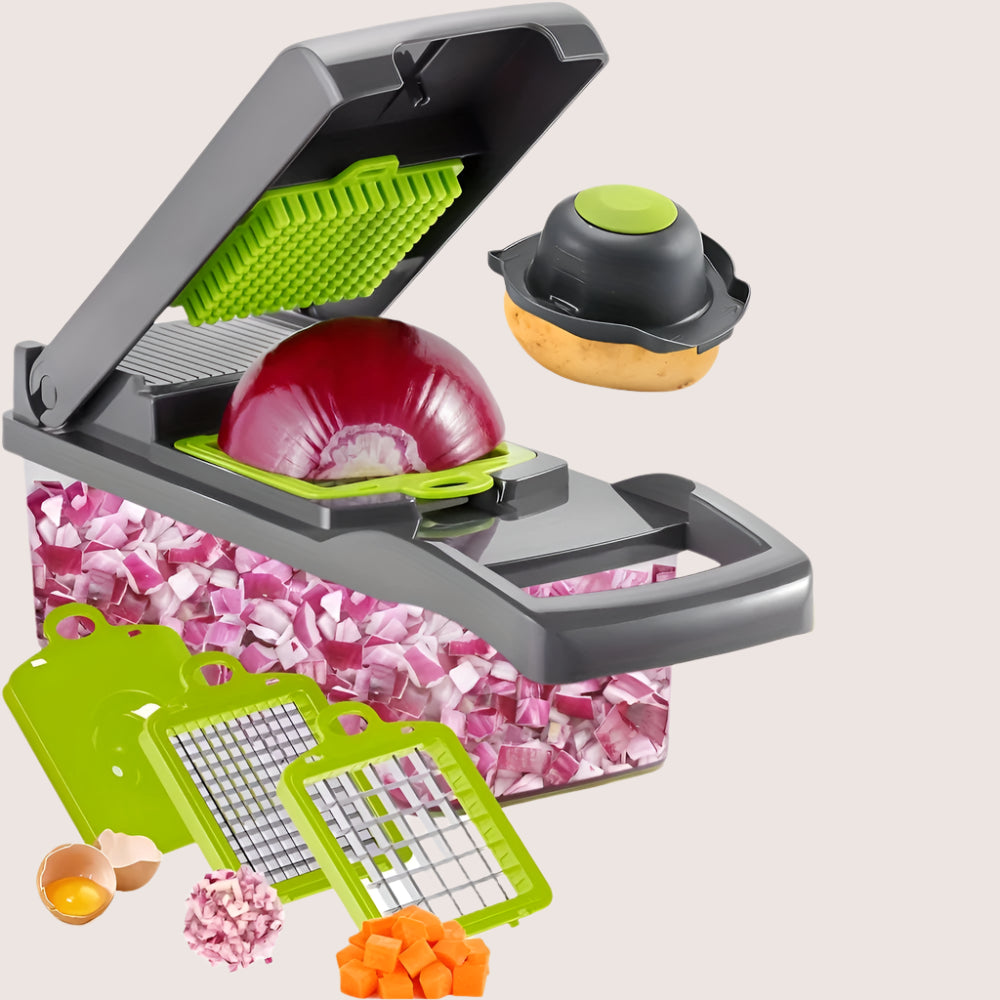 16PCS Vegetable Slicer & Chopper - Interchangeable Blades for Easy Cutting