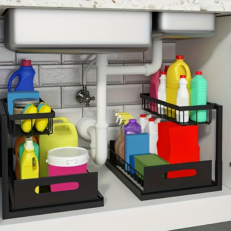 2-Tier Under Sink Organizer – Pull-Out Storage Shelf