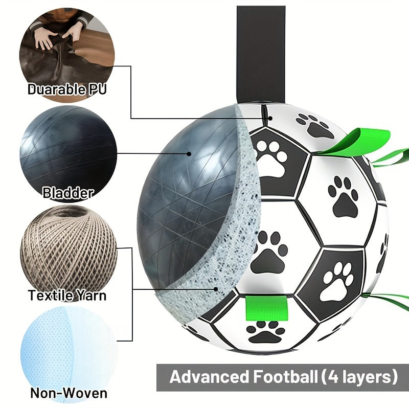 Durable Dog Soccer Ball - Interactive Toy with Straps for All Breeds