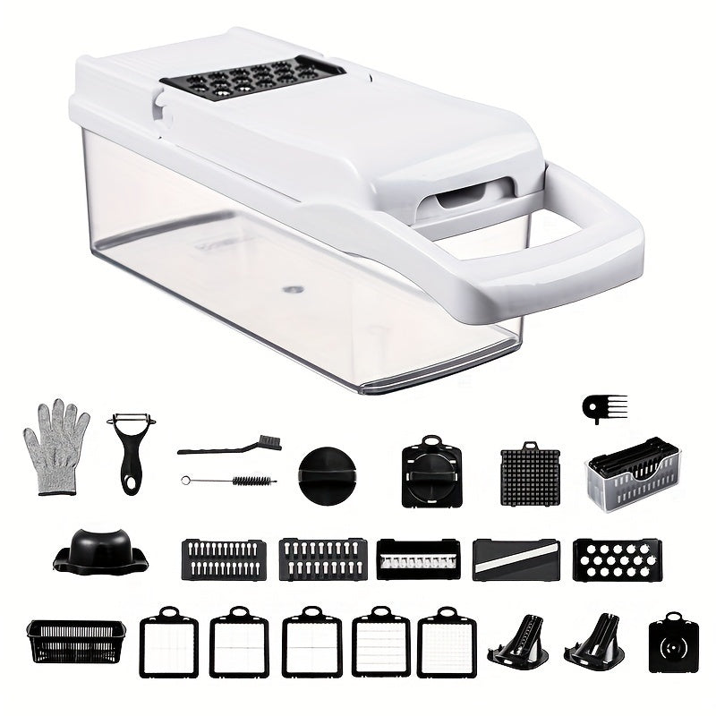 16PCS Vegetable Slicer & Chopper - Interchangeable Blades for Easy Cutting