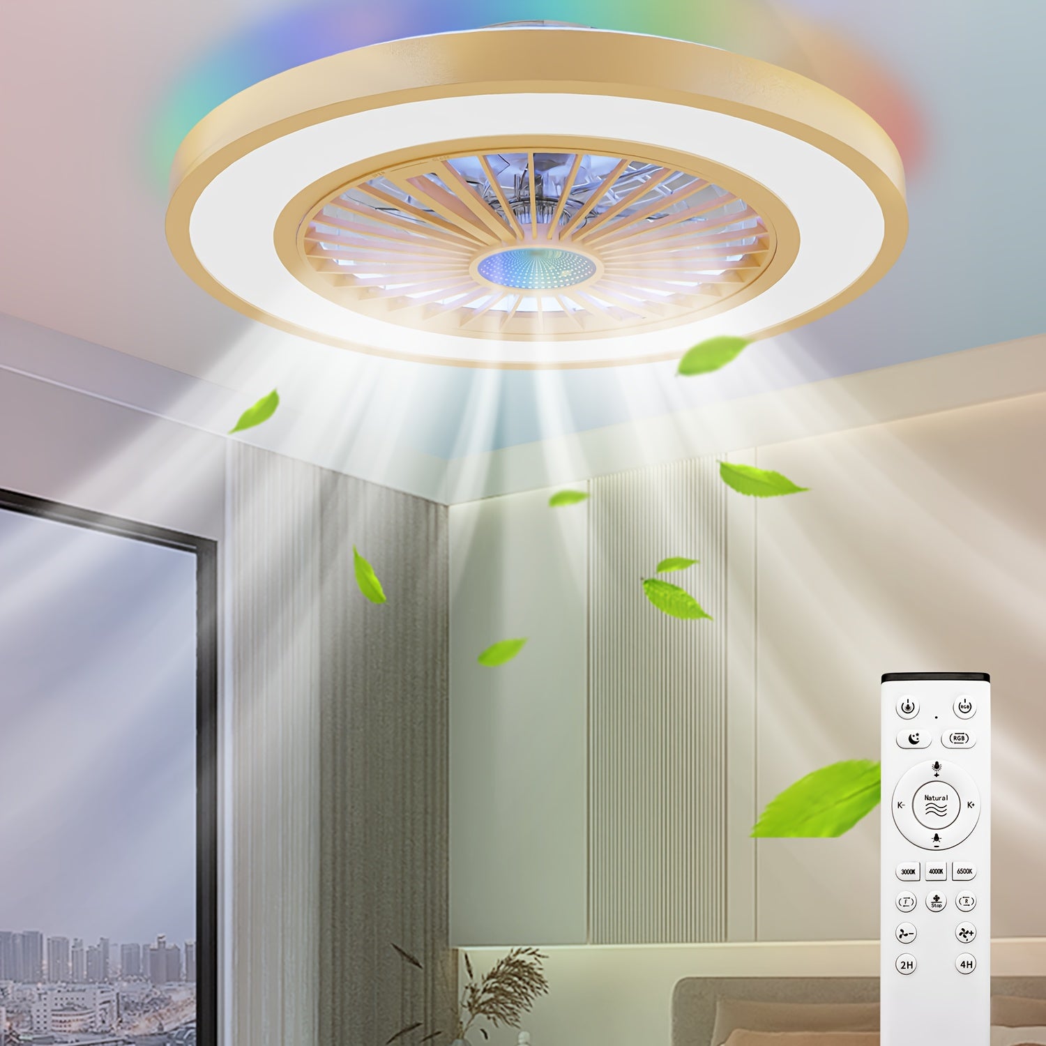 Ceiling Fan with Lights & Remote - Stepless Dimmable, DC Motor