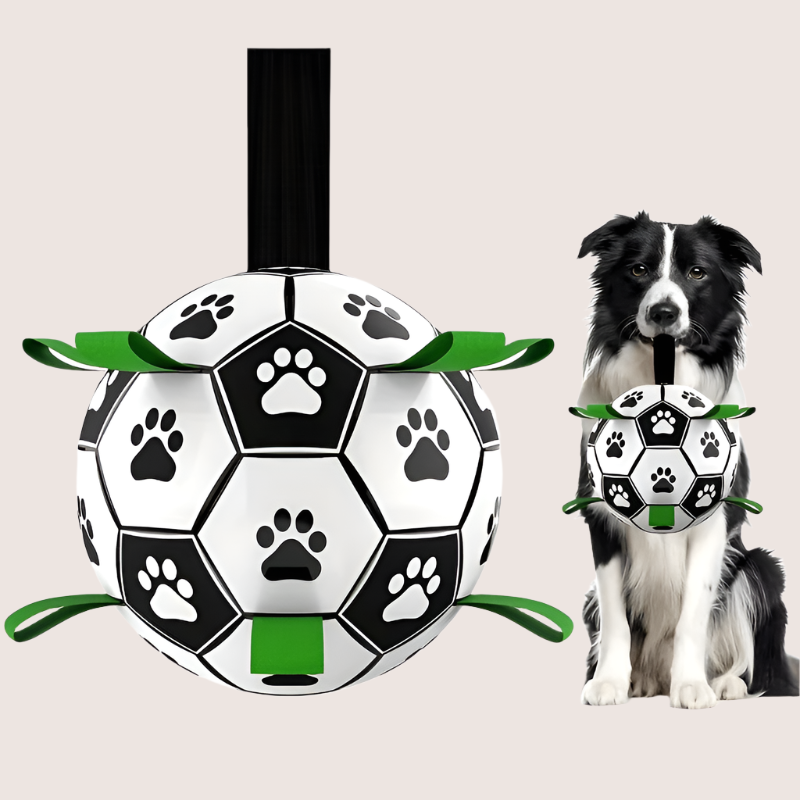 Durable Dog Soccer Ball - Interactive Toy with Straps for All Breeds