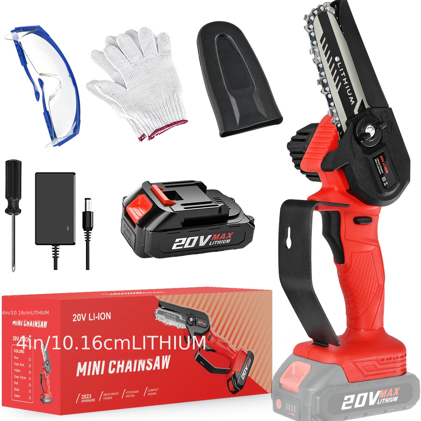 Compact Cordless Chainsaw - Rechargeable Handheld Pruning Tool with Dual Batteries