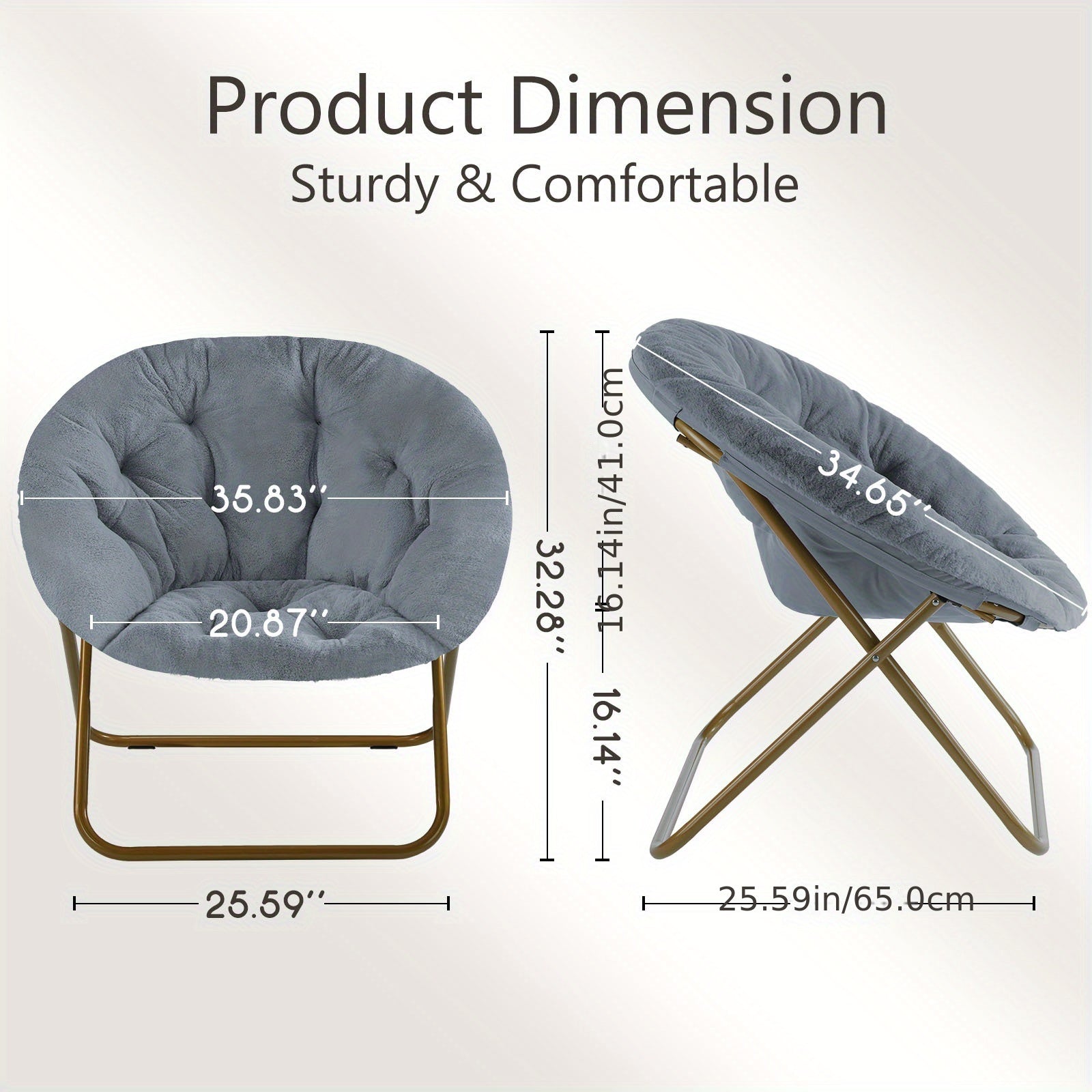 Plush Faux Fur Lounge Chair - Soft Padded Seat with Metal Frame