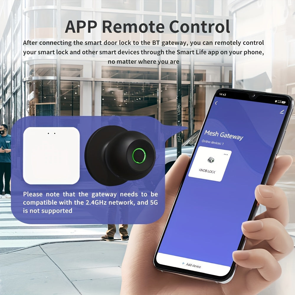 3-in-1 Smart Door Lock - Wireless Fingerprint Knob with USB Charging & Key Access
