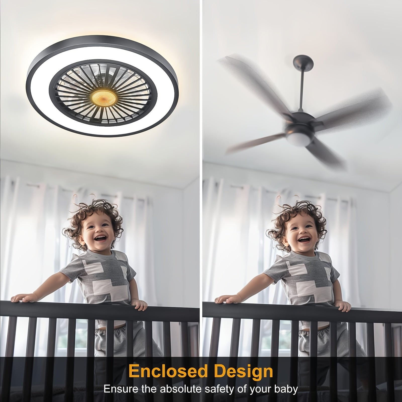 Ceiling Fan with Lights & Remote - Stepless Dimmable, DC Motor